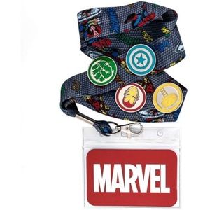 NEW Loungefly x Marvel The Crew Lanyard with Cardholder & 4 Enamel Pins